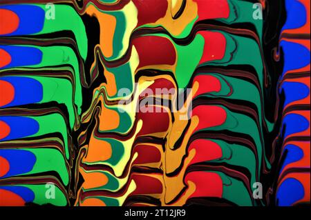 Flatternde, gemischte Farben. Einzigartiger abstrakter Hintergrund. Stockfoto