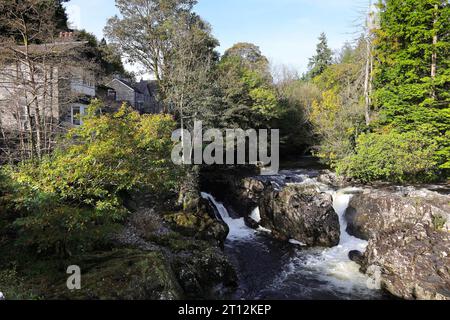 Landschaftsbilder entlang des Afon River Llugwy in der Nähe von Betws-Y-Coed im Snowdonia National Park in Wales, Großbritannien Stockfoto