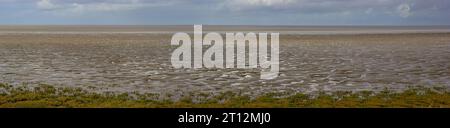 Panoramablick auf die Küste des Wattenmeers in Friesland, Niederlande Stockfoto