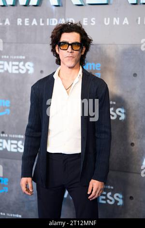 10. Oktober 2023, Madrid, Spanien: Oscar Jaenada nimmt am 10. Oktober 2023 an der Premiere von â€˜Awarenessâ€™ im Capitol Cinema in Madrid Teil (Foto: © Jack Abuin/ZUMA Press Wire) NUR ZUR REDAKTIONELLEN VERWENDUNG! Nicht für kommerzielle ZWECKE! Stockfoto