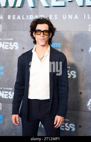 10. Oktober 2023, Madrid, Spanien: Oscar Jaenada nimmt am 10. Oktober 2023 an der Premiere von â€˜Awarenessâ€™ im Capitol Cinema in Madrid Teil (Foto: © Jack Abuin/ZUMA Press Wire) NUR ZUR REDAKTIONELLEN VERWENDUNG! Nicht für kommerzielle ZWECKE! Stockfoto