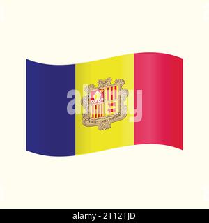 Vektorflagge der nationalen Embleme Andorras Stock Vektor