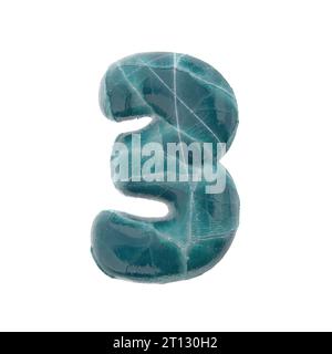 Risseis Nummer 3 - 3D gefrorene Ziffer - geeignet für Natur-, Winter- oder Weihnachtsthemen Stockfoto