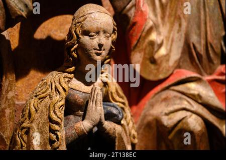 Die Krönung der Jungfrau Maria aus Hnanice, Tschechien. Das Ende des 15. Jahrhunderts. Derzeit im Diözesanmuseum Brünn. Stockfoto