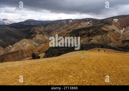 Landmannalaugar, ein Ort im isländischen Fjallabak Naturreservat in den Highlands. Das Gebiet ist vor allem für seine natürlichen geothermischen heißen Quellen bekannt. Stockfoto