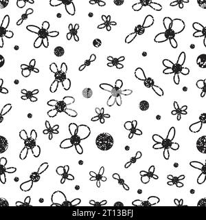 Abstrakte Objekte mit grobem Pinsel nahtloser Mustervektor Stock Vektor