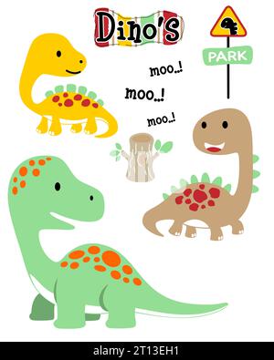 Vektor-Illustration mit lustigen Dinosaurier-Cartoon Stock Vektor