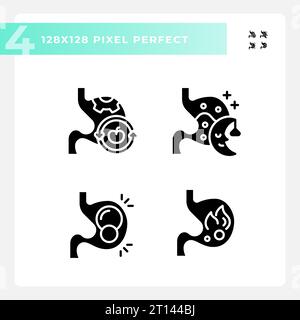 2D Pixel perfekte Glyphe Stil metabolische Gesundheit Symbole Stock Vektor