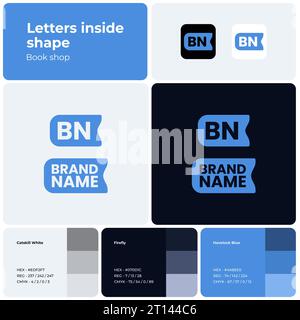 2D-Vorlage mit Logo für das Branding im Buchladen Stock Vektor