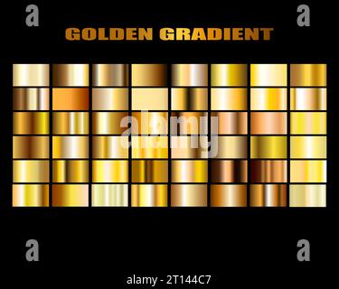 Satz von Goldverläufen. Golden Squares Kollektion. Abbildung. Stock Vektor