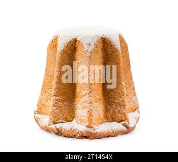 Pandoro, traditioneller italienischer Kuchen, Dessert zu Weihnachten und Neujahr, isoliert auf weiß Stockfoto