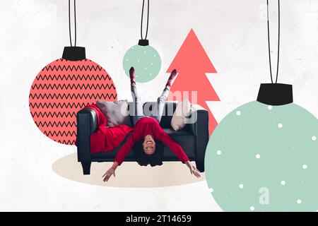 Collage 3D-Bild von Pin-up Pop Retro-Skizze von lustigen Mädchen auf dem Kopf nach unten Spiel Sofa Innenausstattung Neujahrsatmosphäre weihnachtsfeier weihnachten weihnachten weihnachten weihnachten weihnachten weihnachten weihnachten weihnachten weihnachten weihnachten weihnachten weihnachten weihnachten weihnachten weihnachten weihnachten Stockfoto