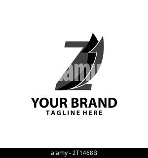 Letter Z Schriftart Monogramm Pfeil Schatten Logo Design Vektor Stock Vektor
