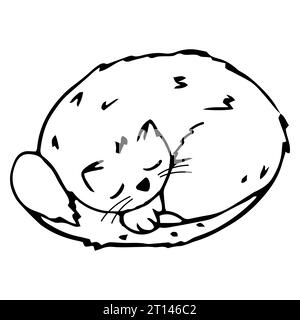 Niedliche Katze, Kätzchen in Linie Doodle-Stil emotionalen Charakter isoliert auf weißem Hintergrund. Comic-Tierzeichnung. Vektorillustration Stock Vektor