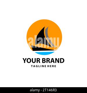 Sunset Sailboat Vektor-Logo-Design Stock Vektor