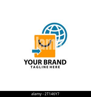 Einkaufstasche Lächeln online Logo Design Vektor Stock Vektor