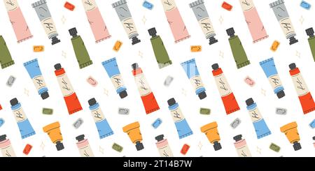 Nahtloses Muster mit Farbtuben Stock Vektor