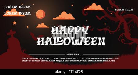 Happy Halloween horizontale Poster Vorlage Design Halloween Festival Konzept Vektor Illustration. Stock Vektor