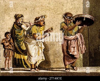 Die römische Stadt Fresco Pompeji befindet sich in der Nähe von Neapel in der Region Kampanien in Italien. Pompeji wurde bei der Eruption des Vesuvs 79 n. Chr. unter 4-6 m vulkanischer Asche und Bimsstein begraben. Italien Stockfoto