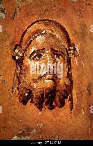 Die römische Stadt Fresco Pompeji befindet sich in der Nähe von Neapel in der Region Kampanien in Italien. Pompeji wurde bei der Eruption des Vesuvs 79 n. Chr. unter 4-6 m vulkanischer Asche und Bimsstein begraben. Italien Stockfoto