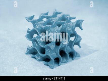 Objektmodell, das auf einem 3D-Drucker aus geschmolzenem Kunststoff gedruckt wird. 3D-Drucker gedruckter Prototyp von Spielzeug aus geschmolzenem Kunststoff. 3D-Konstruktion und Prototyping. Additive progressive neue moderne 3D-Drucktechnologie Stockfoto