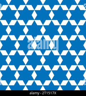 Siegel von Salomon Star of David Symbol Emblem nahtlose Muster Flagge Blau Schwarz Farben Stock Vektor
