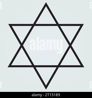 Siegel von Salomon Star of David Symbol Flag Schwarz und weiß Stock Vektor