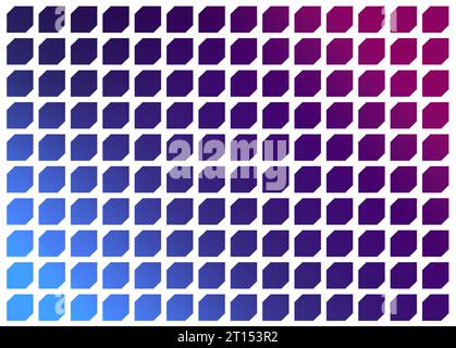 Bunte geometrische Formen mit blauem bis violettem Farbverlauf auf weißem Hintergrund. Abstrakter und moderner geometrischer Hintergrund mit hoher Auflösung. Stockfoto