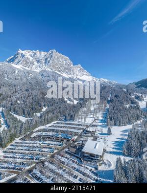 Winterlicher Blick über die Region rund um die Ehrwalder Alm bei Ehrwald in Tirol Stockfoto