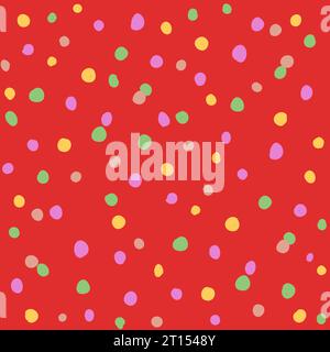 Partykonfetti-Muster auf rotem Hintergrund. Vektorabbildung Stock Vektor