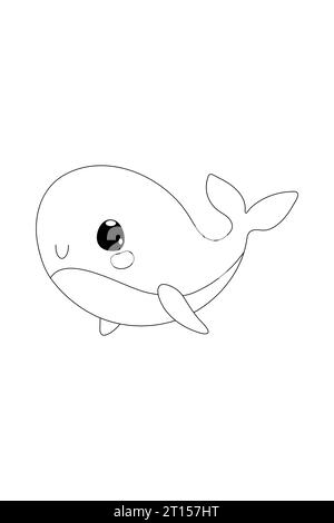 Färben, Linart, Kinderspiel. Meeresfiguren im Vorschulalter: Krabben, Kraken, Seepferdchen, Fische, Garnelen, delfin, Wal. Stock Vektor