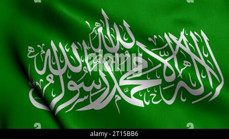 Flagge der Hamas Israel gegen Palästina. Gaza und Israel Krieg. Terrororganisation Hamas Stockfoto