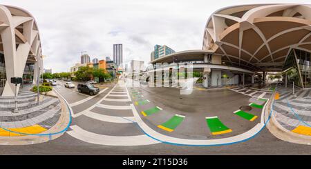 360 Grad Panorama Ansicht von Miami, FL, USA - 6. Oktober 2023: 360 gleichwertiges Foto Brightline Miami Station