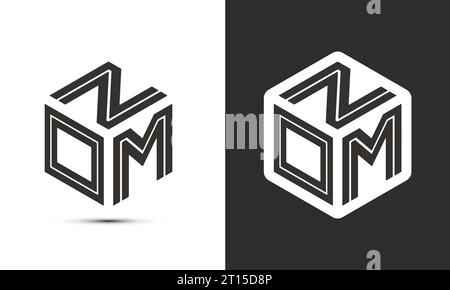 NOMletter Logo Design mit Illustrator Cube Logo, Vektorlogo Moderne Alphabet Schriftart überlappend Stil. Stock Vektor