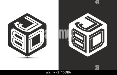 JBD Letter Logodesign mit Illustrator Cube Logo, Vektorlogo Moderne Alphabet Schriftüberlappung Stil. Stock Vektor