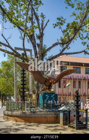 01 26 2013 Vintage-Statue von garuda guruvayoor in der Nähe von Thrissur; Kerala - Indien Asien. Stockfoto