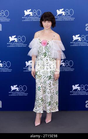 VENEDIG, ITALIEN - 4. SEPTEMBER: Schauspielerin Cailee Spaeny nimmt am Fotobesuch für den Film „Priscilla“ beim 80. Internationalen Filmfestival von Venedig Teil Stockfoto