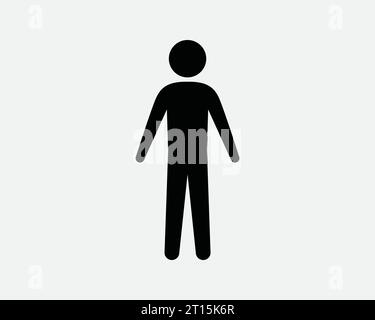 Mann Icon männliches Geschlecht Toilette Badezimmer Toilette Boy Stick Figur Silhouette Stand Mitglied Avatar Schwarz weiß Form Linie Umriss Zeichen Symbol EPS Vektor Stock Vektor