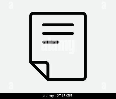 Hinweis Zeilensymbol Notizblock Papierbogen Datei Dokumentseite Nachricht Memo Label Fold Vertragsbüro Schwarz weiß dünne Umrissform Zeichen Symbol EPS Vektor Stock Vektor