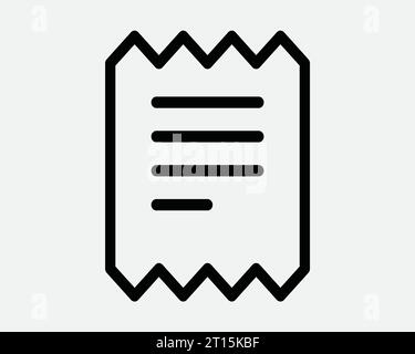 Zahlungssymbol Rechnung Papier Zahlung Einzelhandel Einkauf Beleg Finanzen Schwarzweiß Umriss Linienform Zeichen EPS-Vektor Stock Vektor
