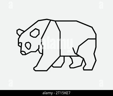 Panda Line Icon Wild Animal Geometry Design Wildlife Zoo Kreatur Natur China Kunst Chinesischer Bär Walk Schwarz weiß Umriss Form Zeichen Symbol EPS Vektor Stock Vektor