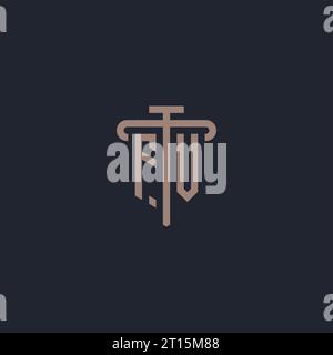 FV-Initial-Logo-Monogramm mit Säulen-Symbol-Design-Vektor Stock Vektor