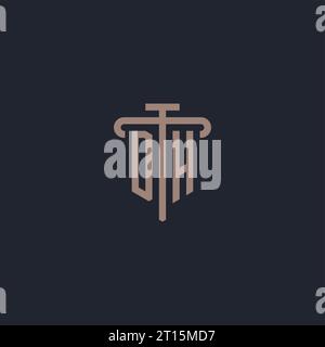 DH Initial Logo Monogramm mit Säulen Symbol Design Vektor Stock Vektor