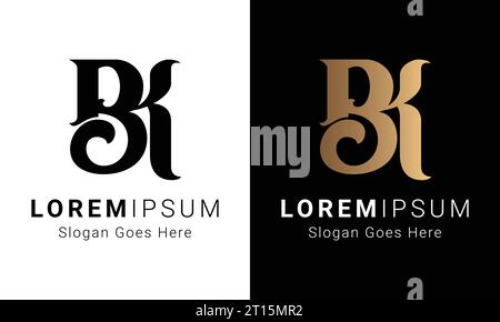 Luxuriöses Initial BK- oder KB-Logo mit Monogramm und Textbuchstaben Stock Vektor