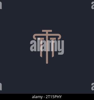 TT Initial-Logo-Monogramm mit Säulen-Symbol-Design-Vektor Stock Vektor