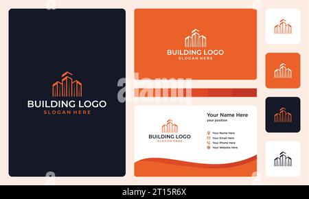Building Design Logos mit Linienstil. Symbol für Bau, Wohnung und Architekt. Premium-Logo-Design Stock Vektor