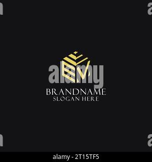 EV-Initialmonogramm mit sechseckigem Logo und kreativem geometrischem Logo-Design Stock Vektor