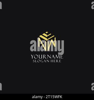 NW-Initialmonogramm mit sechseckigem Logo und kreativem geometrischem Logo-Design Stock Vektor