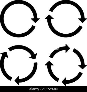Symbolsatz des Kreispfeilsymbols. Zyklus, Wiederaufnahme, Konzept wiederholen. Vektorabbildung Stock Vektor