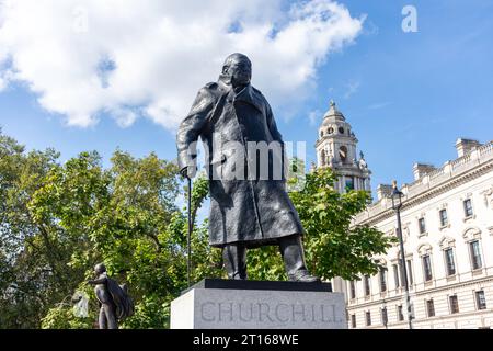 Winston Churchill Statue auf dem Parliament Square, City of Westminster, Greater London, England, Vereinigtes Königreich Stockfoto